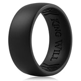 King Will &trade; Silicone Wedding Band for Men Women- 1.8mm Ultra Thin Ring Black Metallic Shimmer | Comfort Grip Inner Design | Hypoallergenic Rubber Ring
