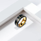 King Will &trade; 8mm Tungsten Rings, Black&Gold Men's Wedding Rings,Anniversary Ring for Men Women