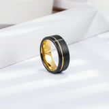 King Will &trade; 8mm Tungsten Rings, Black&Gold Men's Wedding Rings,Anniversary Ring for Men Women