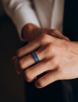 King Will &trade; 8mm Black Blue Stainless Steel Rings, Men's Wedding Rings Ring for Men Women
