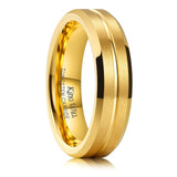 King Will &trade; 8mm Gold Tungsten Rings, Groove Men's Wedding Rings Beveled Edge Ring for Men Women