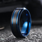 King Will &trade; 8mm Tungsten Rings, Black&Blue Men's Wedding Rings,Anniversary Ring for Men Women
