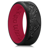 King Will &trade; Silicone Rings For Men -Black&Red Rubber Wedding Bands with Unique Mountain Peak Design, 8mm Wide 2.2mm Thick, Engagement Rings