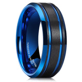 King Will &trade; 8mm Tungsten Rings, Black&Blue Men's Wedding Rings,Anniversary Ring for Men Women