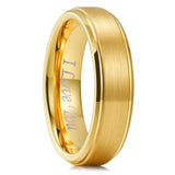 King Will &trade; GLORY Wedding Rings for Men Women, 6mm Width Tungsten Carbide Wedding Ring 14K Gold Plated Matte Brushed Polish Laser I LOVE YOU