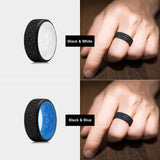 King Will &trade; Silicone Wedding Rings For Men, 5 Pack Rubber Wedding Bands with Celtic Knot Pattern, 8mm Wide 2.2mm Thick
