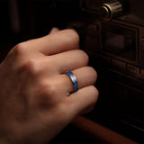 King Will &trade; Mens 6mm Black and Blue Tungsten Carbide Wedding Band Foils Inlay Beveled Edge Promise Rings