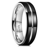 King Will &trade; 6mm Tungsten Rings, Black&Silver Men's Wedding Rings,Anniversary Ring for Men Women