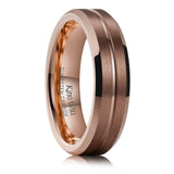 King Will &trade; 8mm Brown Tungsten Rings, Groove Men's Wedding Rings Beveled Edge Ring for Men Women
