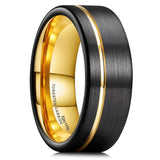 King Will &trade; 8mm Tungsten Rings, Black&Gold Men's Wedding Rings,Anniversary Ring for Men Women