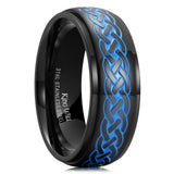 King Will &trade; 8mm Black Blue Stainless Steel Rings, Men's Wedding Rings Domed Ring for Men Women