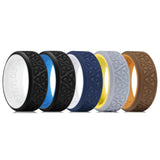 King Will &trade; Silicone Wedding Rings For Men, 5 Pack Rubber Wedding Bands with Celtic Knot Pattern, 8mm Wide 2.2mm Thick