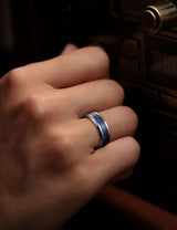 King Will &trade; 8mm Silver Tungsten Rings, Men's Wedding Rings Blue Foils Inlay Beveled Edge Ring for Men Women