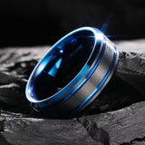 King Will &trade; 8mm Tungsten Rings, Black&Blue Men's Wedding Rings,Anniversary Ring for Men Women