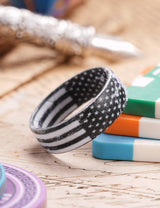 King Will &trade; 7mm Black&White Silicone Rings, Men's Wedding Rings, Rubber Ring for Men Women
