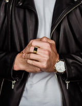 King Will &trade; 8mm Gold Stainless Steel Rings, Men's Wedding Rings Signet Ring for Men Women