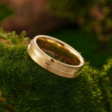 King Will &trade; 8mm Gold Tungsten Rings, Groove Men's Wedding Rings Beveled Edge Ring for Men Women