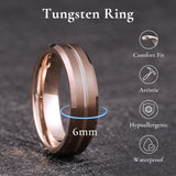 King Will &trade; 8mm Brown Tungsten Rings, Groove Men's Wedding Rings Beveled Edge Ring for Men Women