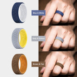King Will &trade; Silicone Wedding Rings For Men, 5 Pack Rubber Wedding Bands with Celtic Knot Pattern, 8mm Wide 2.2mm Thick