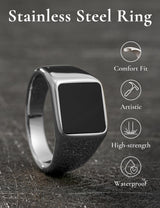 King Will &trade; 8mm Gunmetal Stainless Steel Rings, Men's Wedding Rings Signet Ring for Men Women