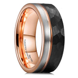 King Will &trade; 8mm Tungsten Rings, Black&Rose Gold Men's Wedding Rings,Anniversary Ring for Men Women