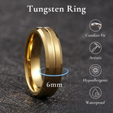 King Will &trade; 8mm Gold Tungsten Rings, Groove Men's Wedding Rings Beveled Edge Ring for Men Women