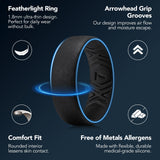 King Will &trade; Silicone Wedding Band for Men Women- 1.8mm Ultra Thin Ring Black Metallic Shimmer | Comfort Grip Inner Design | Hypoallergenic Rubber Ring