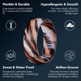 King Will &trade; 7mm Tiger Print Silicone Rings, Men's Wedding Rings, Rubber Ring for Men Women
