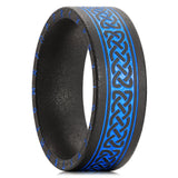 King Will &trade; 8mm Black Blue Stainless Steel Rings, Men's Wedding Rings Ring for Men Women