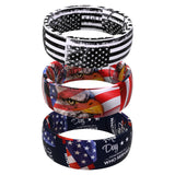 King Will &trade; 7mm Black&White Silicone Rings,3pcs Men's Wedding Rings, Rubber Ring for Men Women