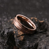 King Will &trade; 8mm Brown Tungsten Rings, Groove Men's Wedding Rings Beveled Edge Ring for Men Women