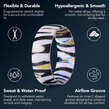 King Will &trade; 7mm Zebra Print Silicone Rings, Men's Wedding Rings, Rubber Ring for Men Women