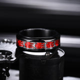 King Will &trade; 8mm Black Stainless Steel Fidget Rings, Men's Wedding Rings Spinner Red Opal & Spider Inlay Wedding Band for Men Women and Durable