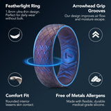 King Will &trade; Silicone Wedding Band for Men Women- Thin Ring with Geometric Pattern, Hypoallergenic Rubber Ring, Dark Blue