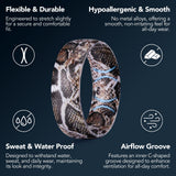 King Will &trade; 7mm Snake Print Silicone Rings,3pcs Men's Wedding Rings, Rubber Ring for Men Women