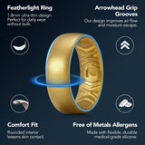 King Will &trade; Silicone Wedding Band for Men Women- 1.8mm Ultra Thin Ring with Golden Brown Shimmer | Comfort Grip Inner Design | Hypoallergenic Rubber Wedding Ring for Gym, Work, Travel