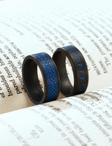 King Will &trade; 8mm Black Blue Stainless Steel Rings, Men's Wedding Rings Ring for Men Women