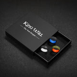King Will &trade; Men's Silicone Wedding Bands, 8mm with Unique Mountain Peak Design, Rubber Engagement Rings for Daily Wear 3Pack Size 8 (Black & Blue + Black & White + Olive Green & Orange)