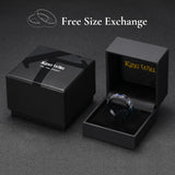 King Will &trade; 8mm Black Tungsten Rings, Men's Wedding Rings Flame orange lava sand - abalone shell - gold foil Inlay Beveled Edge Ring for Men Women