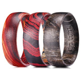 King Will &trade; 7mm Wood Silicone Rings, Men's Wedding Rings,3pcs Rubber Ring for Couple