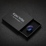 King Will &trade; Silicone Wedding Band for Men Women- Thin Ring with Geometric Pattern, Hypoallergenic Rubber Ring, Dark Blue