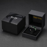 King Will &trade; Mens Black Wedding Band 8mm Tungsten Carbide Wedding Rings Green Foils Inlay High Polished Beveled Edge Unique Anniversary Rings Gift for Him