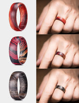 King Will &trade; 7mm Wood Silicone Rings, Men's Wedding Rings,3pcs Rubber Ring for Couple
