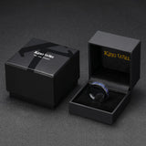 King Will &trade; Mens 6mm Black and Blue Tungsten Carbide Wedding Band Foils Inlay Beveled Edge Promise Rings