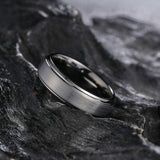 King Will &trade; Gunmetal Tungsten Carbide Wedding Ring for Men - 8mm Matte Brushed Band Rings