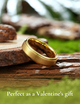 King Will &trade; GLORY Wedding Rings for Men Women, 6mm Width Tungsten Carbide Wedding Ring 14K Gold Plated Matte Brushed Polish Laser I LOVE YOU