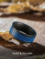 King Will &trade; 8mm Black Blue Stainless Steel Rings, Men's Wedding Rings Ring for Men Women