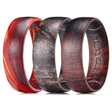 King Will &trade; 7mm Wood Silicone Rings, Men's Wedding Rings,3pcs Rubber Ring for Men Women