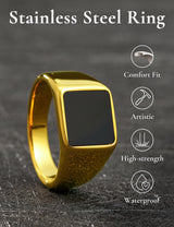 King Will &trade; 8mm Gold Stainless Steel Rings, Men's Wedding Rings Signet Ring for Men Women