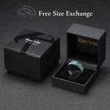King Will &trade; 8mm Black Tungsten Rings, Men's Wedding Rings Blue Quicksand Inlay Beveled Edge Ring for Men Women